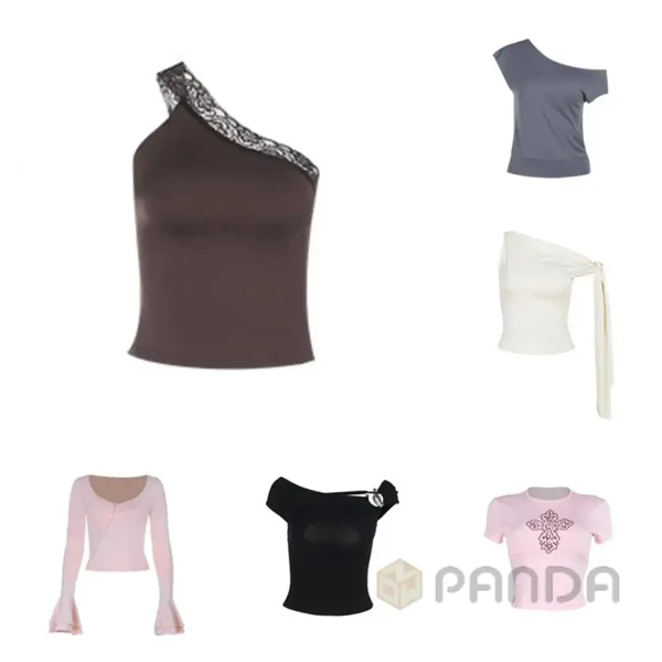 Off-the-shoulder short-sleeved shirt