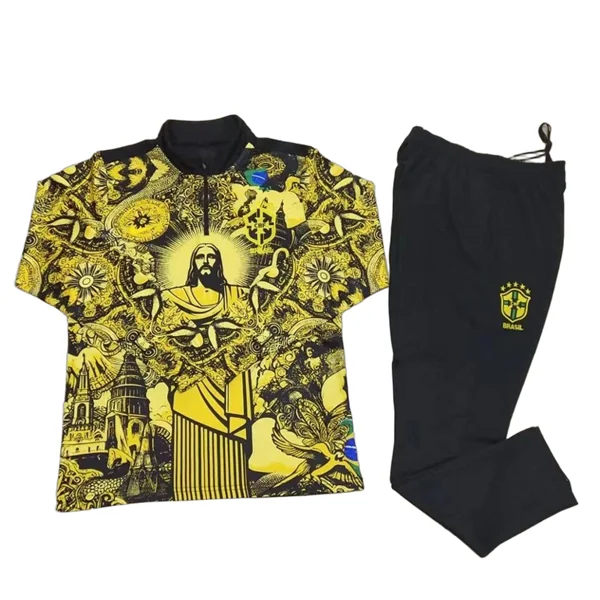 2425 Brazil Jesus yellow Training suit set
