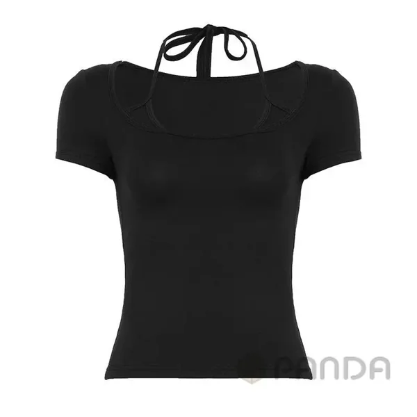 square-neck tight short-sleeved shirt